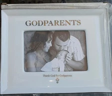 Grasslands Road (Amscan Inc.)Sweet Baby "Godparents" White Porcelain Picture...
