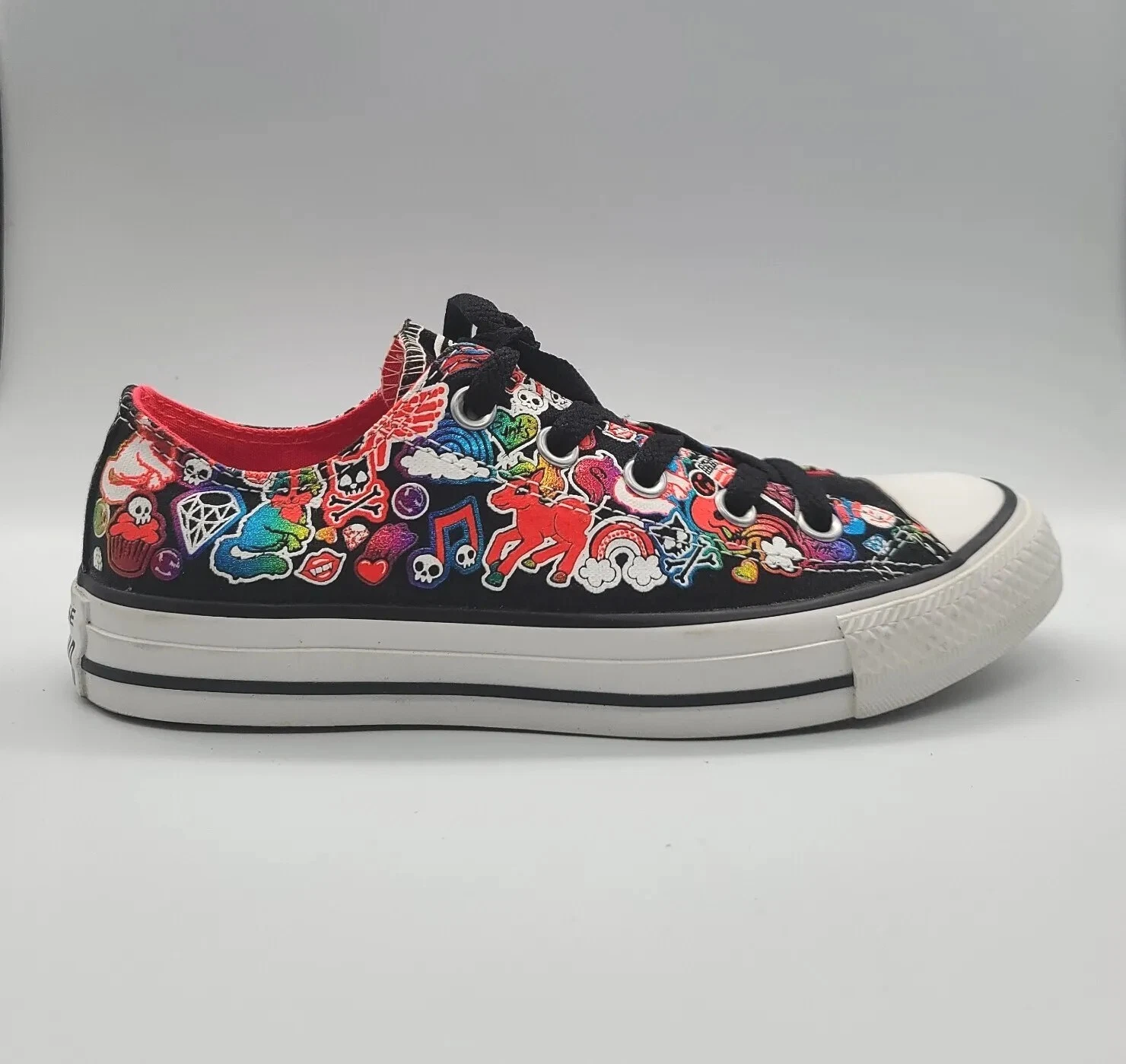 Converse All Star Black Neon Pony Skull Edizione Limitata Donna Taglia 6 UK 4