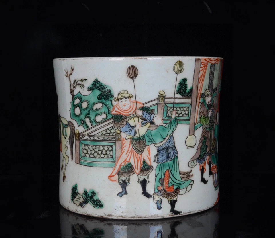 7.6 '' Antiguo Chino Dinastía Qing Colorido Personaje Historia Patrones Soporte para Pluma Foto 3 de 4