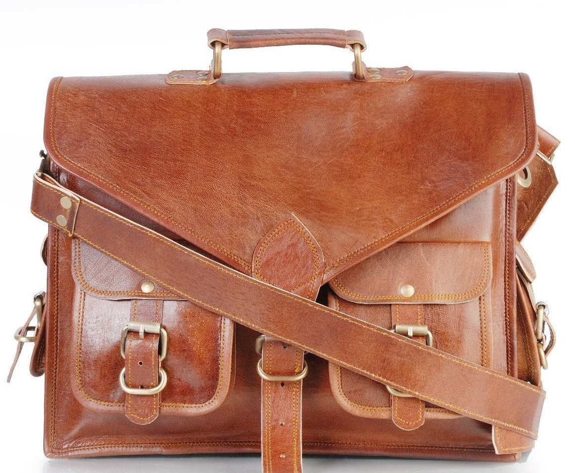 Leather Messenger Trandey Bag Computer Distressed Satchel Briefcase Man Men