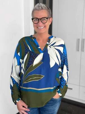 MILANO ITALY - Bluse Fleur / blau-olive - Bild 1 von 4
