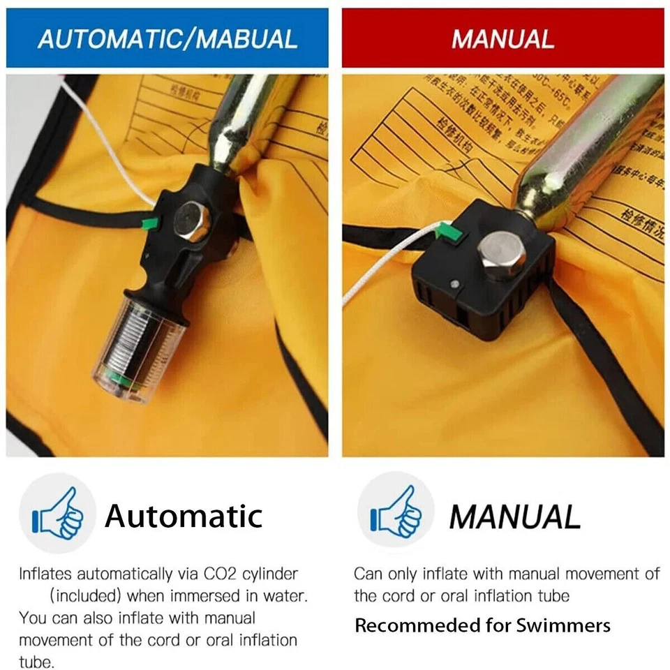 HANHAN Inflatable Life Jacket Vest Manual/Automatic with CO2 cylinder PFD 150N  - Image 2 of 4