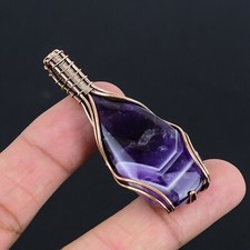 Amethyst Gemstone Copper Wire Wrapped Women Gift Pendant Jewelry LC-303