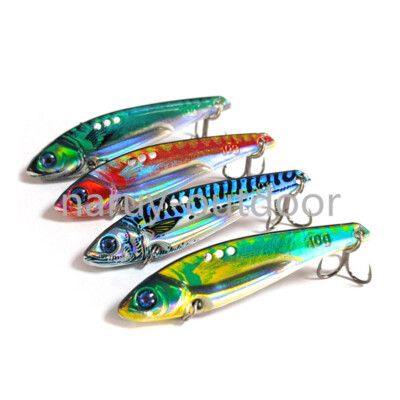 6PCS Spinner Spoon Metal VIB Sinking Blade Fishing Lure 5-14g Bass Pike Trout