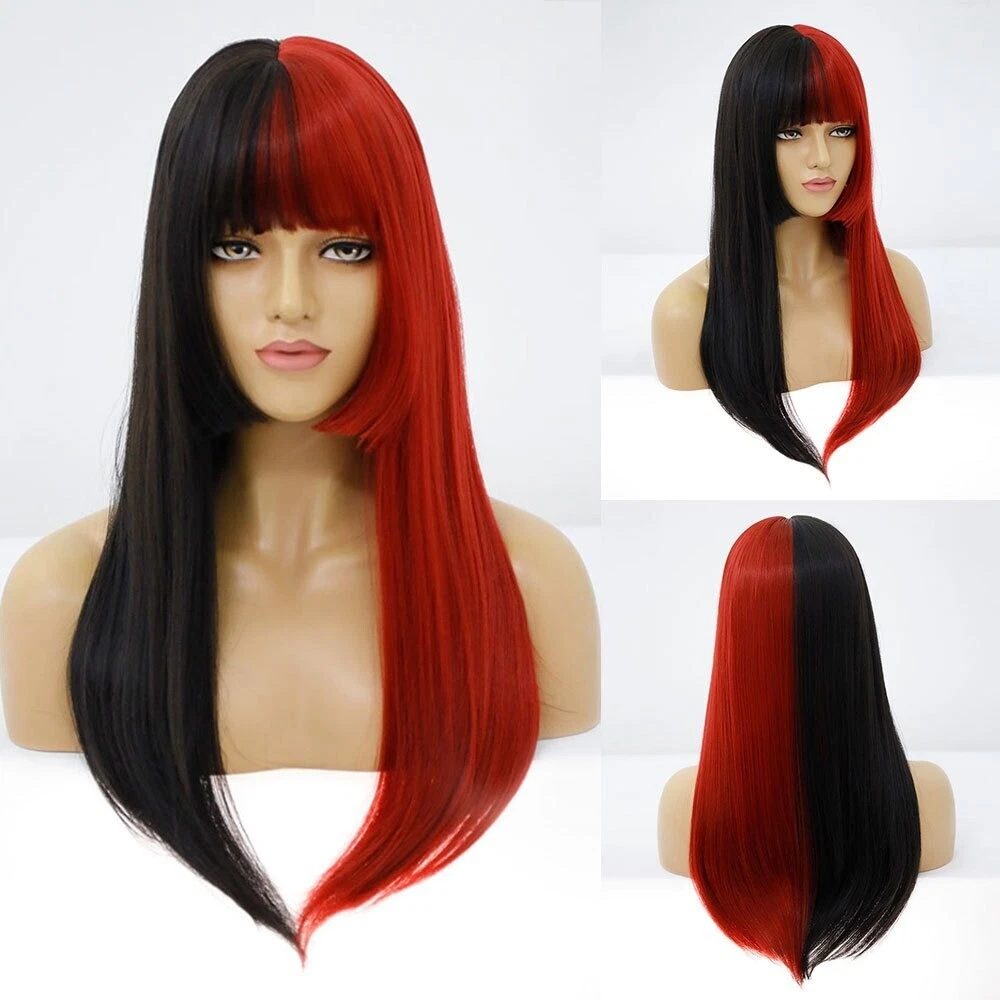 Long red clearance wigs with bangs