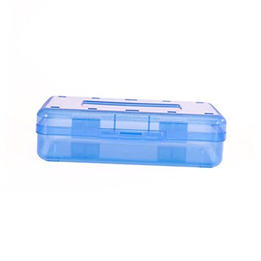 Pencil Box, Crayon Box, Large Capacity Plastic Pencil Box for Adults and Blue