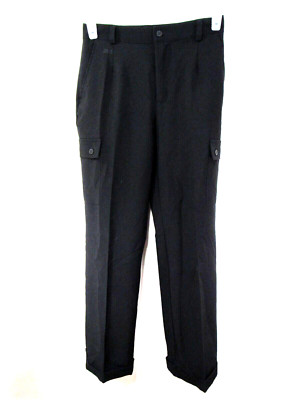 Mens J J oxs Dress Pants Size 38X32 Black Button Zipper Pockets