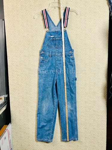 Y2K Vintage 90’s Route 66 Blue Denim Overalls Carpenter Cargo Bib Juniors Sz. M - Picture 6 of 20