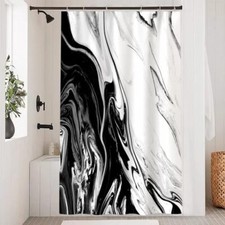Black and White Shower Curtain, Modern Abstract 48x72 inch stall Black white
