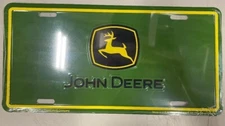 JOHN DEERE License plate tag id logo emblem dear tractor farm green yellow black