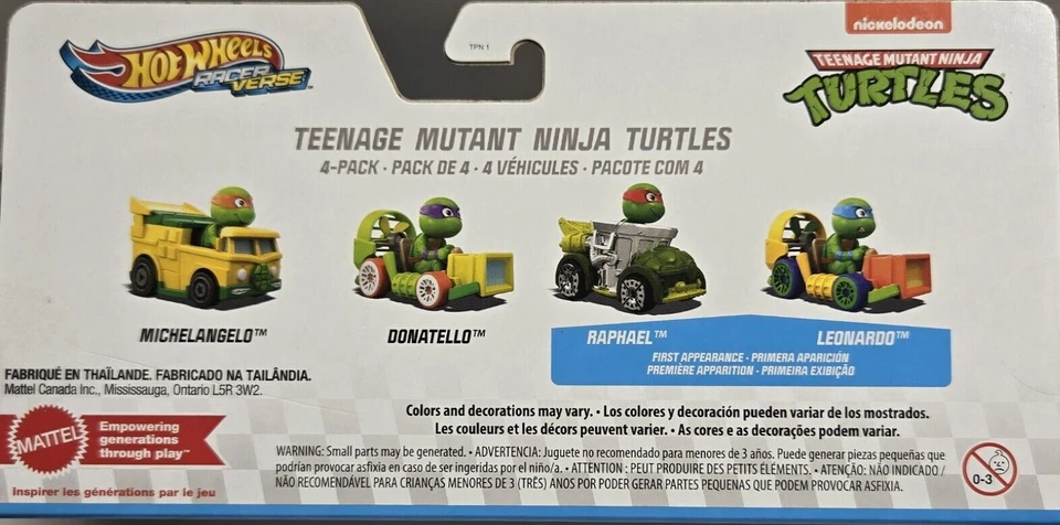 Teenage Mutant Ninja Turtles Hot Wheels Racer Verso Paquete de 4 Mike/Don/Raph/Leo Foto 2 de 2