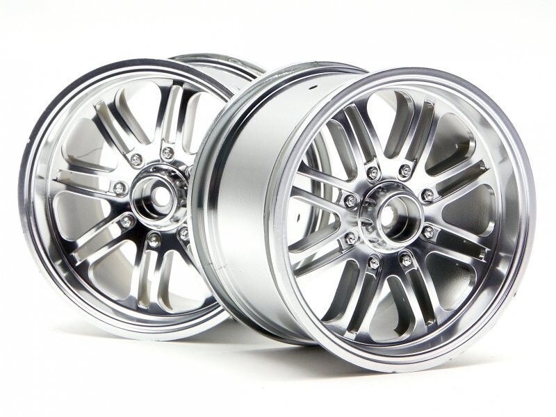 8 Spoke Wheels Satin Chrome (83x56mm/2pcs) 14mm Hex HPI3138 NEW