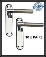 Door Handles Lever Latch Satin Nickel & Chrome Dual Finish Mitred 1-10 Pairs D5