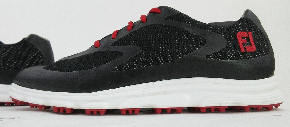 FootJoy SuperLites XP Spikeless Golf Shoes Black Red Sz 10.5  display picture 1