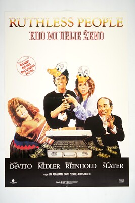 RUTHLESS PEOPLE Original exYU movie poster 1986 DANNY DEVITO BETTE MIDLER ZUCKER