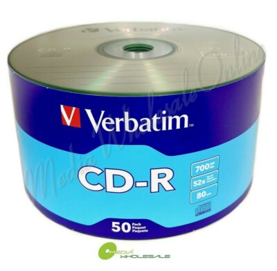 200 VERBATIM Blank 52X CD-R CDR Branded Logo 700MB Media Disc 