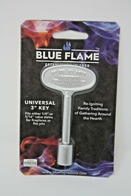 Blue Flame 3 Inch Universal Fireplace Key - Chrome 1/4 or 5/16 Valve Stems