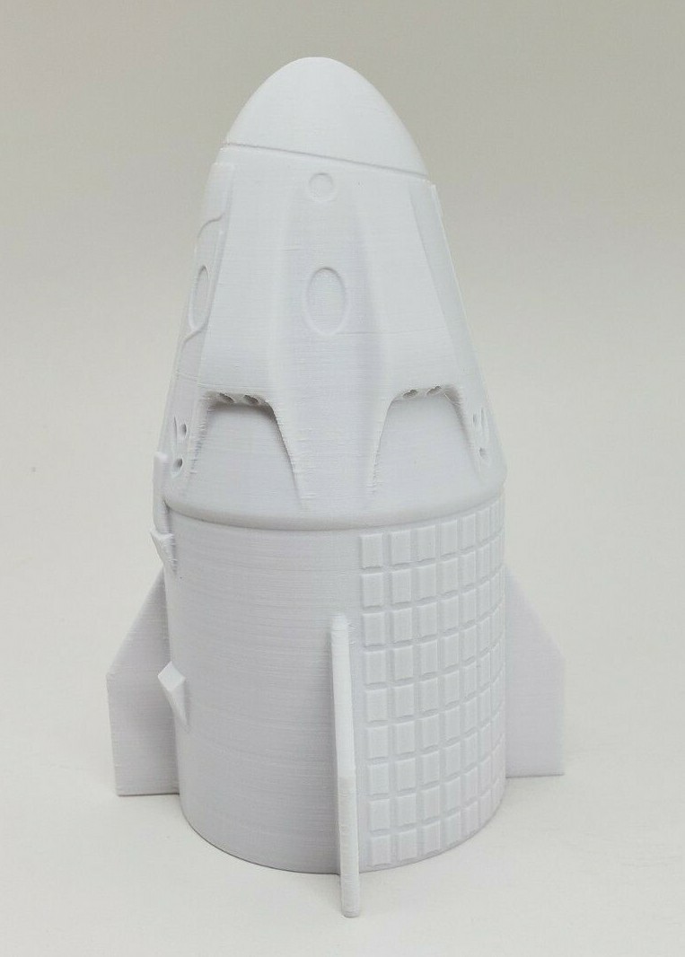 3D Printed 1/48 Scale SpaceX Dragon Capsule Display Model - White PLA Plastic (2020)