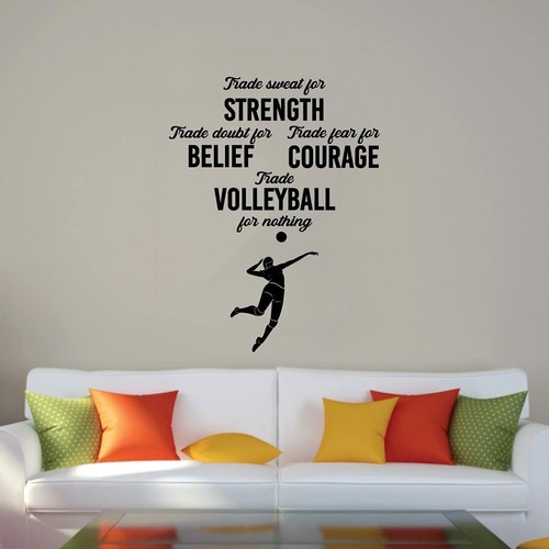 Trade Sweat Volleyball Quote Vinyl Wall Art Decor Sticker for Home Room Decal - Picture 3 of 5