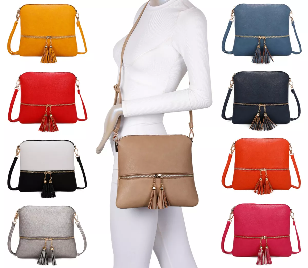 Latest Ladies Twin Tassel K3031 Small Cross Body Bags Women Shoulder Side  Bags