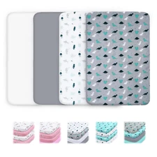 4-Pack Soft Pack 'n Play Fitted Sheets Breathable Mini Crib Sheets Fits Graco