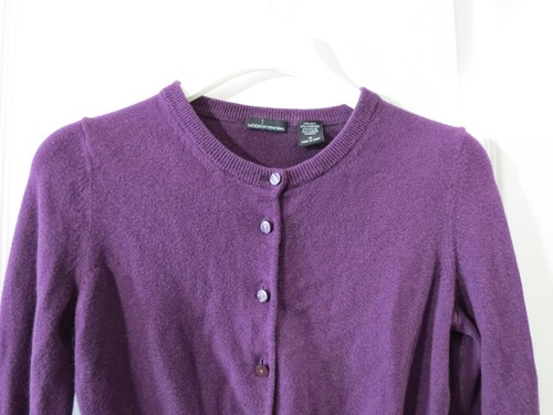 Moda International Silk Cashmere Purple Long Sleeve Cardigan w/ Button Decor M - Picture 4 of 14