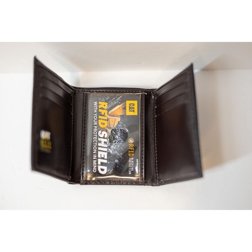 Caterpillar Men's Leather Trifold Wallet with ID Window, Brown, One Size - 第 5/16 張圖片