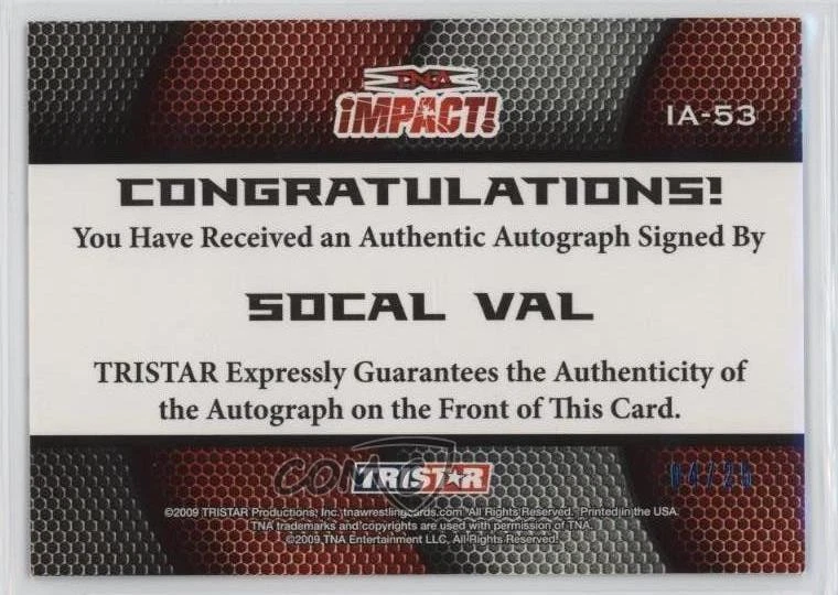 2009 TRISTAR TNA Impact! Auto Blue /25 SoCal Val #IA-53 Auto - Image 2 of 2