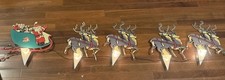 Vintage Outdoor Christmas Display Santa And His Reindeer  Working Lights Read