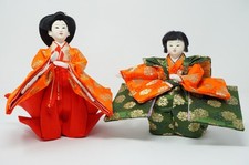 Set bambole giapponesi Hinamatsuri bambina e ragazzo vintage originali 0901C1
