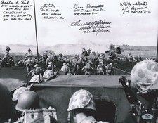 Iwo Jima Veterans Signed 11x14 Photograph 6 Veterans PSA DNA LOA WWII