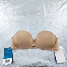 NWT Vanity Fair Bra Gel Touch Strapless Push-Up Convertible Bra 34B Barely Beige