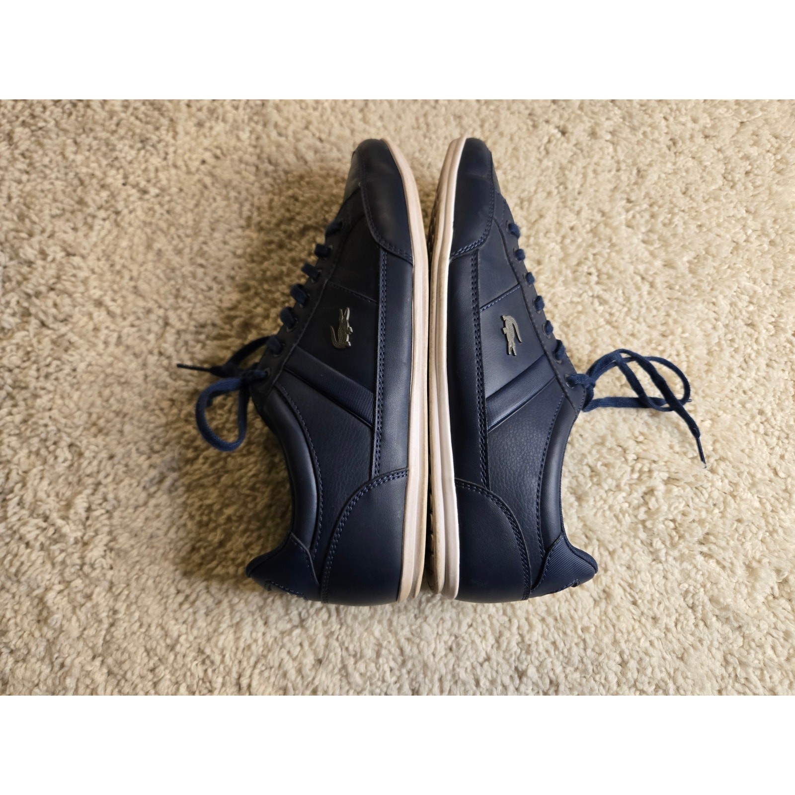 Lacoste Men's Chaymon Leather Sneaker Size 8 Navy  thumbnail 3