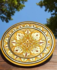 WARDA Orange Moroccan 13.5/8” Terracotta Platter – Hand-Painted Serving Dish Art