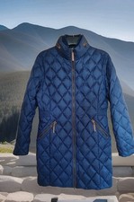 M&S blue quilted 12 M Puffer 90 % Down Coat Packable Padded Jacket hidden hood
