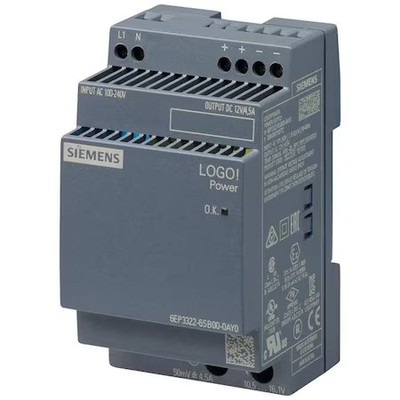 Siemens 6Ep33226sb000ay0 Stabilized Power Supply, 100/240V Ac, 12V Dc, 54 W,