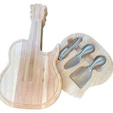 Legacy Picnic Time Guitar Cheese Charcuterie Serving Cutting Board & Tools set