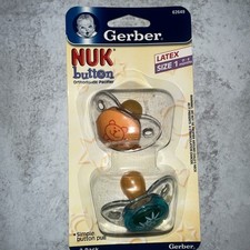 2 Set Gerber NUK Orthodontic Button Latex Pacifiers Size 1 Newborn Bear Flower