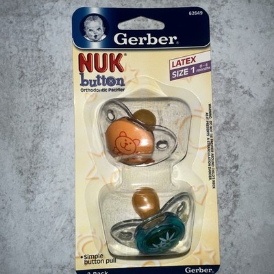 2 Set Gerber NUK Orthodontic Button Latex Pacifiers Size 1  Newborn Bear Flower