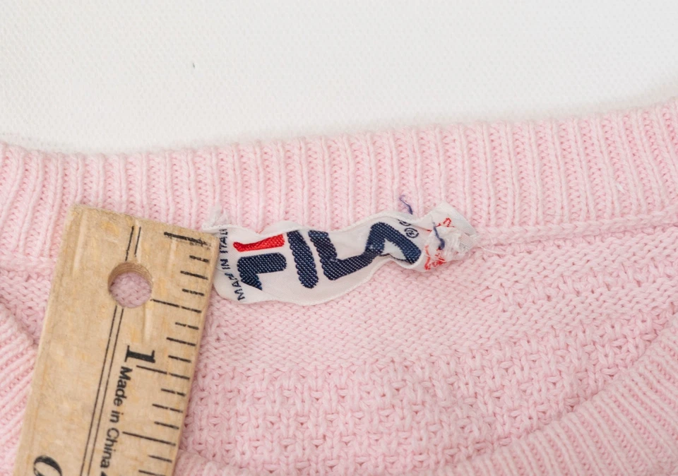 Suéter Tejido FILA Vintage Años 80 Hombre Talla 42 Rosa Hecho en Italia Foto 4 de 4
