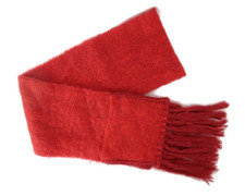 Vintage Donegal Irish Wool/Mohair Scarf Burnt Orange Maroon Trim w/Pockets