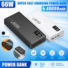 Portable 66W 40000mAh Power Bank Fast Charger Dual USB External Battery PD 20W