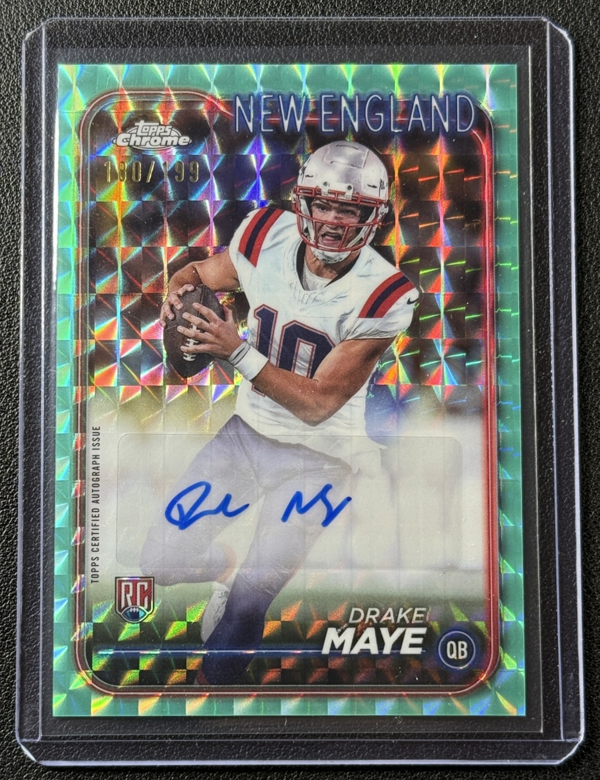 DRAKE MAYE 2024 TOPPS CHROME ROOKIE AUTO AQUA GEOMETRIC REFRACTOR RC 180/199