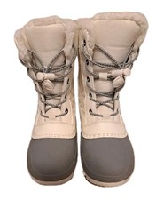 All In Motion Skylar Lace-Up Thermolite Faux Fur Winter Boots Cream Girls Size 2