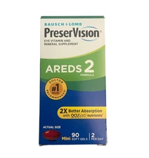 Bausch Lomb 90ct PreserVision Areds 2 Eye Vitamin & Mineral 2 PACK
