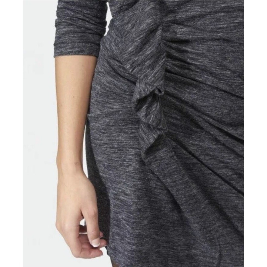 Isabel Marant Etoile Mini Dress Gray Jersey Knit Ruched Long Sleeve New size 10 View 4