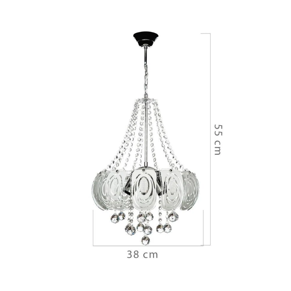 Lampada da soffitto Yon MDL3973 argento vetro decorato e pietre effetto cristall - Immagine 3 di 4