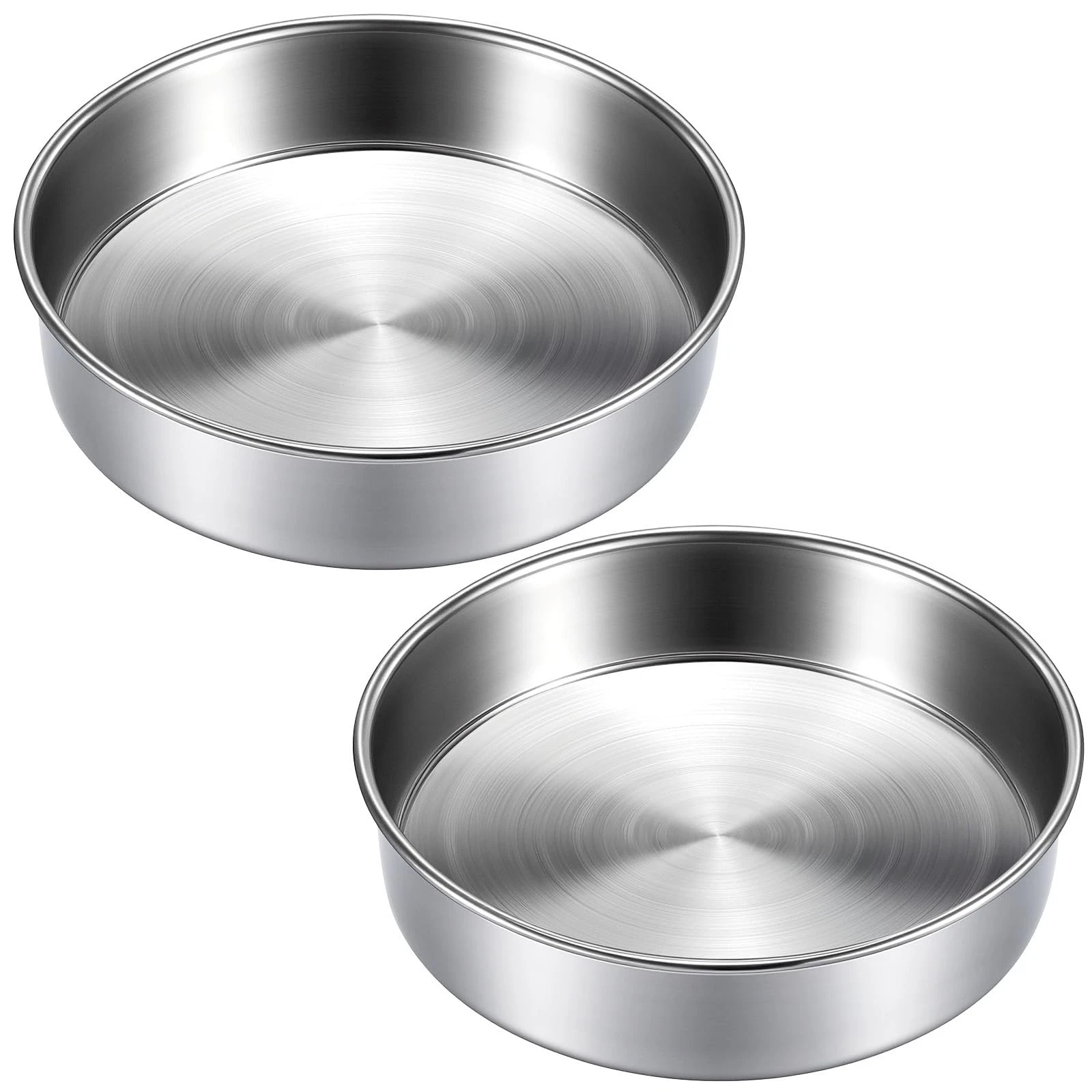8 inch Cake Pans, Round Baking Layer Cake Pan Set of 2, Stainless Steel Mirro...