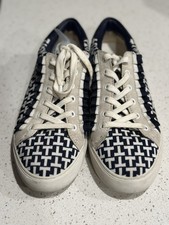 Tory Burch Tory Sport Navy Sneakers with winter White /Blue Ruffle Detail