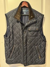 Polo Ralph Lauren Mens Navy Blue Quilted Vest Suede Trim Corduroy L/G Large
